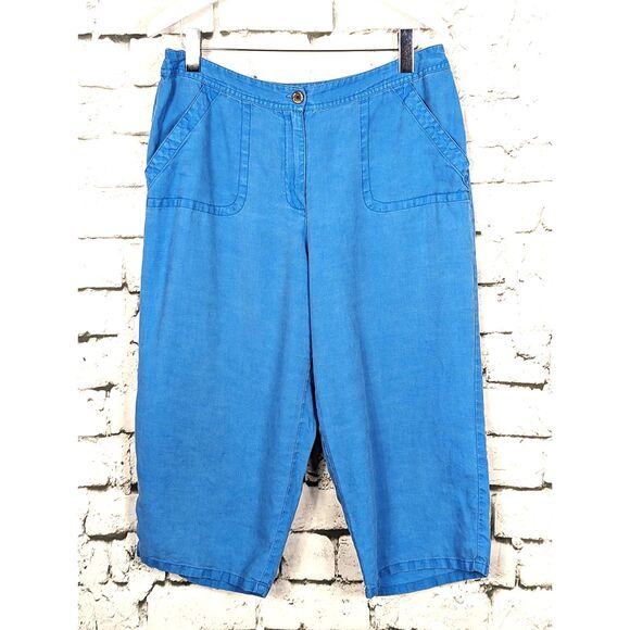 CHICO'S 100% Linen Cropped Pant Pockets Casual Wide Leg Size 2.5 (L/14) - Picture 1 of 5